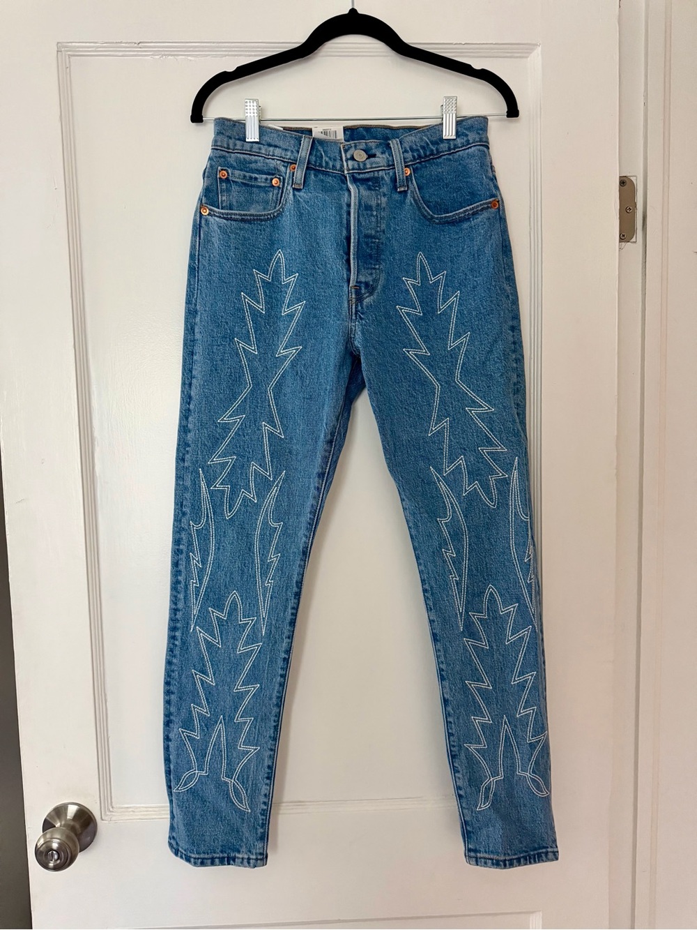 Levi's 501 Skinny Jeans with White Stitch Embroidery 27